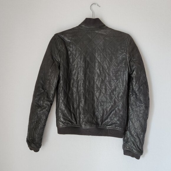 Vintage Diesel Lamb Leather Quilted Reversible Moto Bomber Jacket Black - Picture 8 of 16